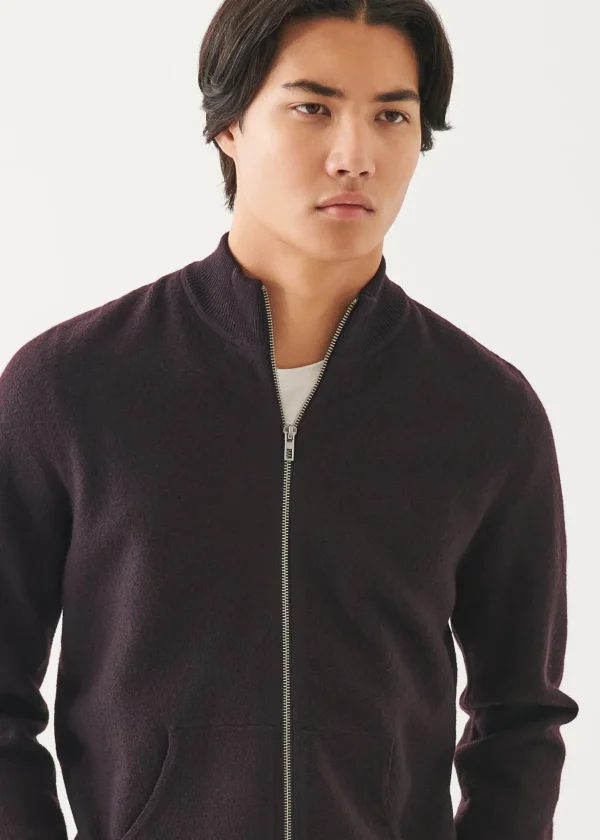 Boiled Merino Wool Full Zip Cardigan