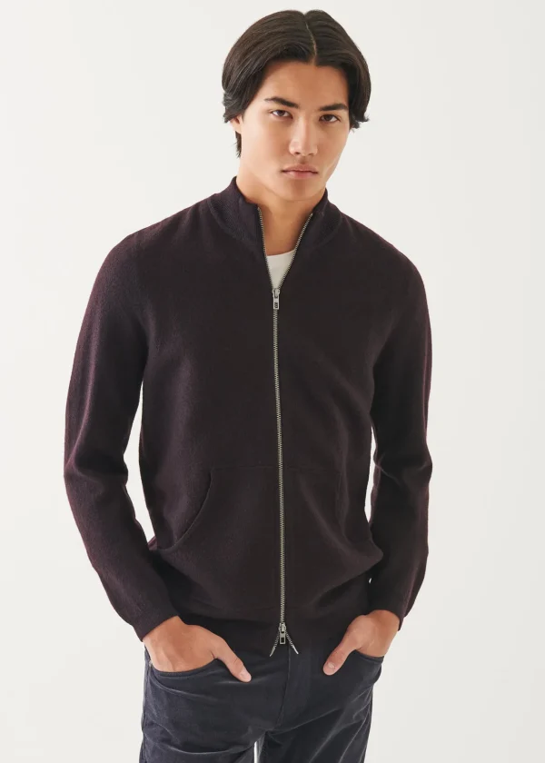 Boiled Merino Wool Full Zip Cardigan