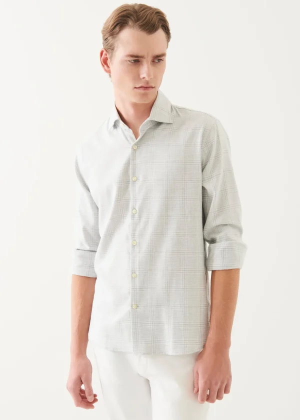 Cotton Blend Plaid Button Up Shirt