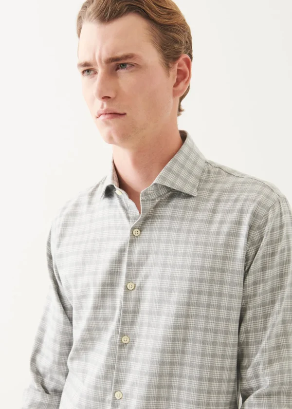 Cotton Blend Plaid Button Up Shirt