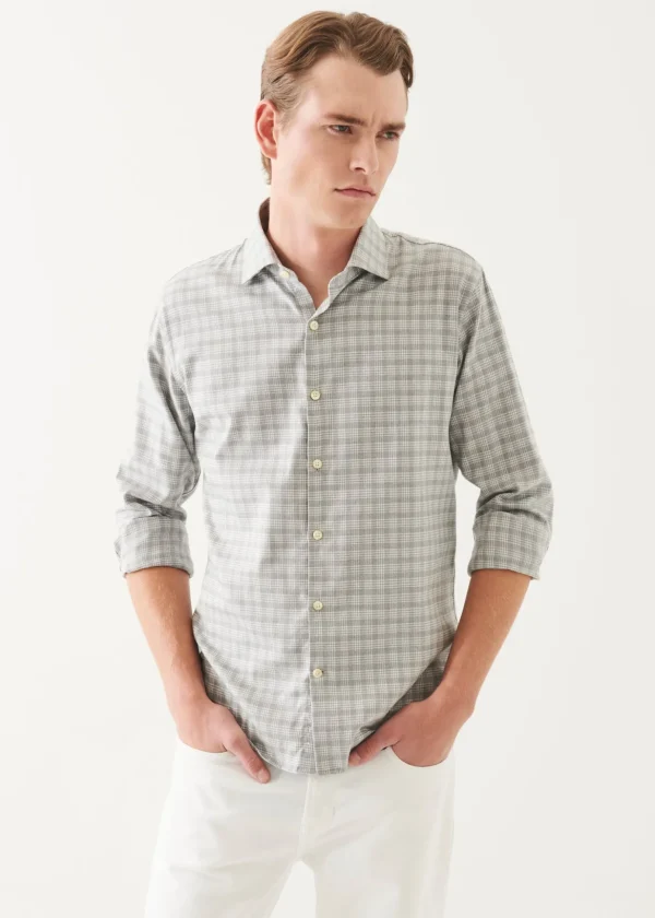Cotton Blend Plaid Button Up Shirt