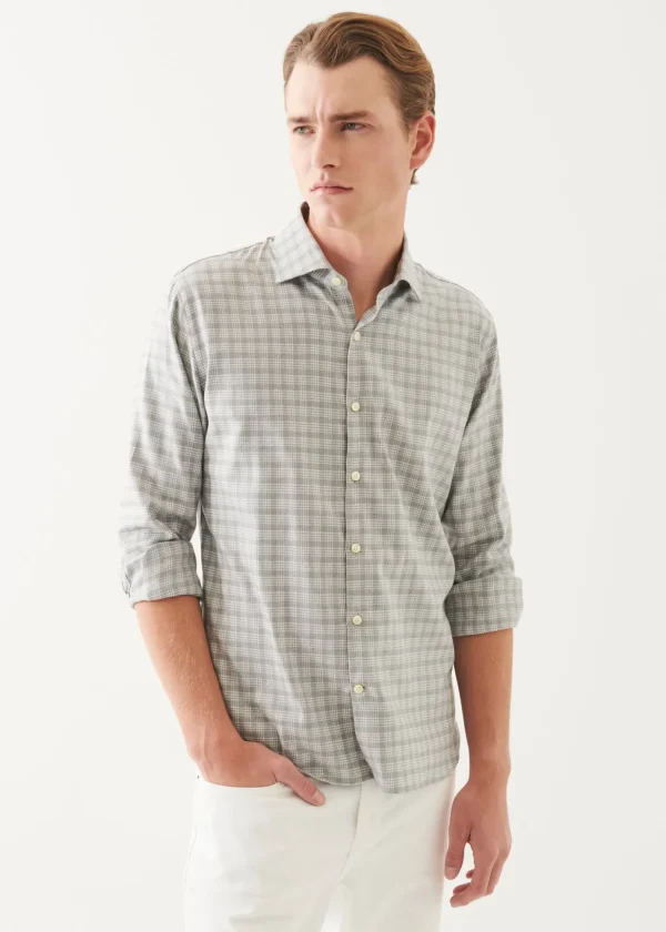 Cotton Blend Plaid Button Up Shirt