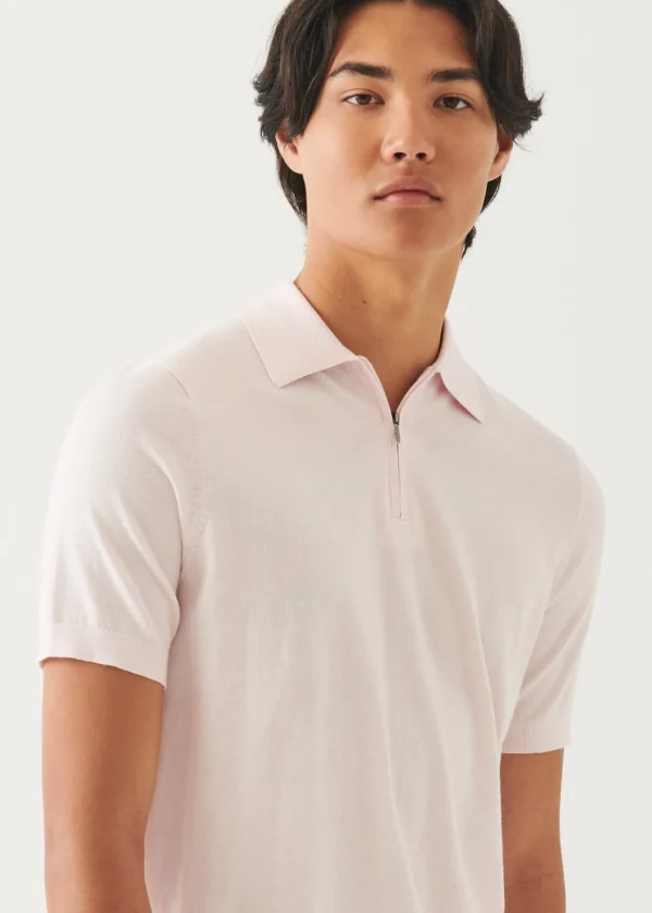 Cotton Cashmere Quarter Zip Polo
