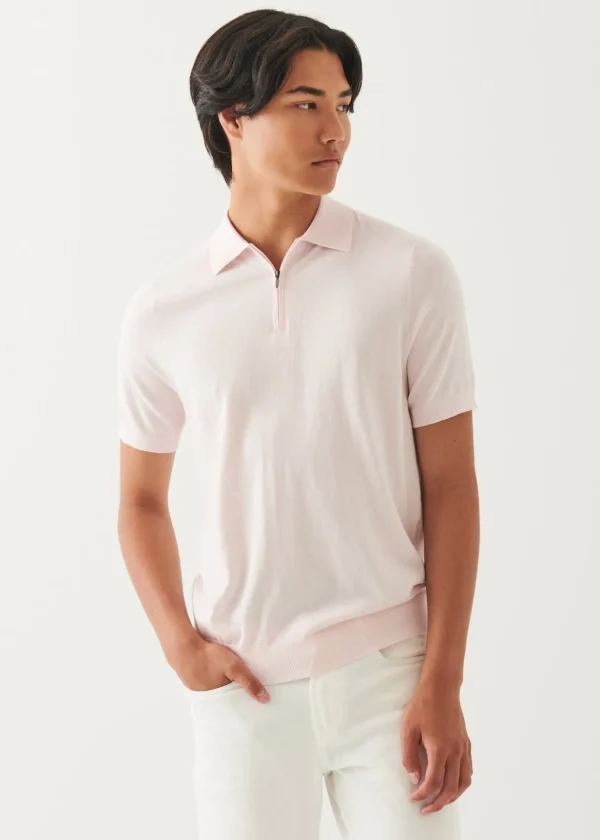 Cotton Cashmere Quarter Zip Polo