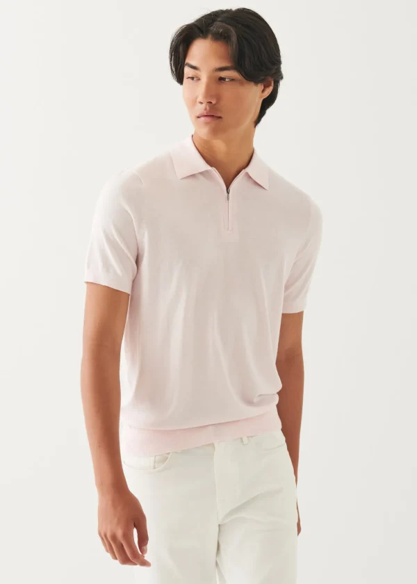 Cotton Cashmere Quarter Zip Polo