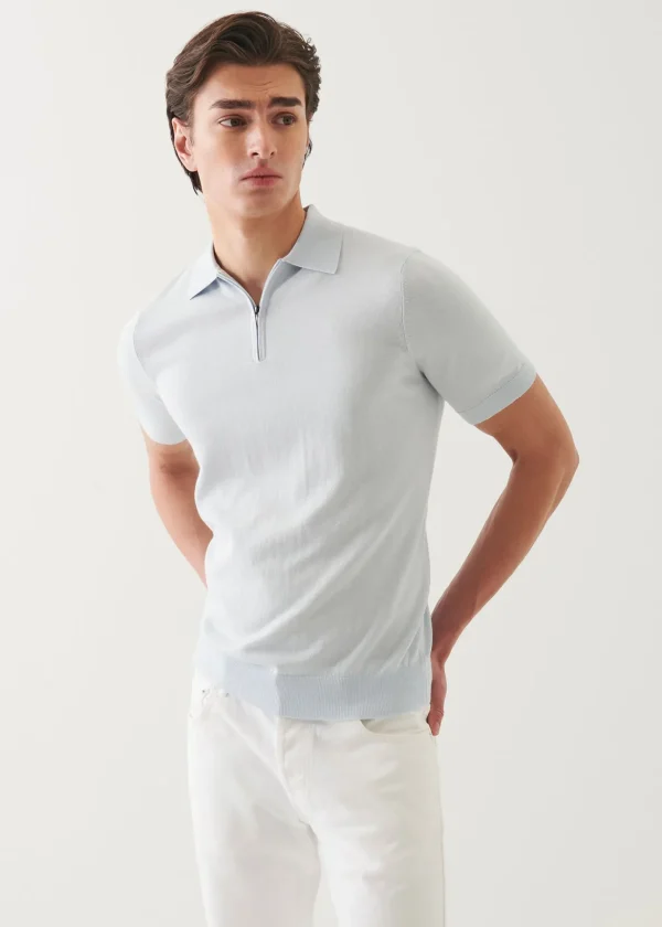 Cotton Cashmere Quarter Zip Polo