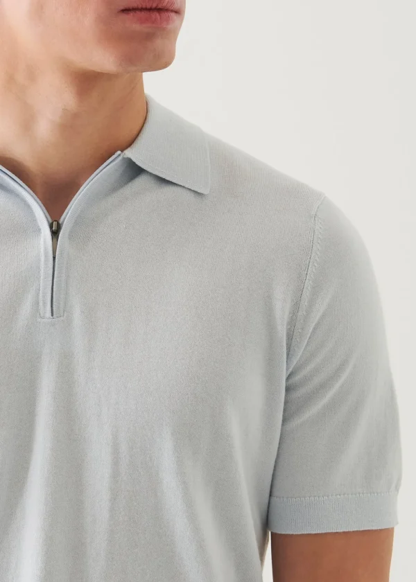 Cotton Cashmere Quarter Zip Polo