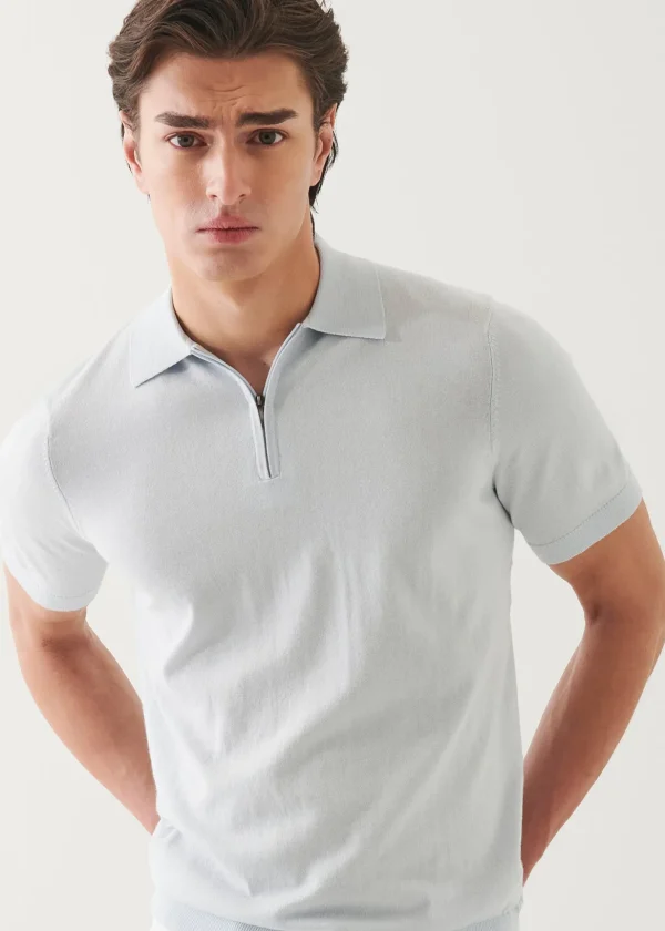 Cotton Cashmere Quarter Zip Polo
