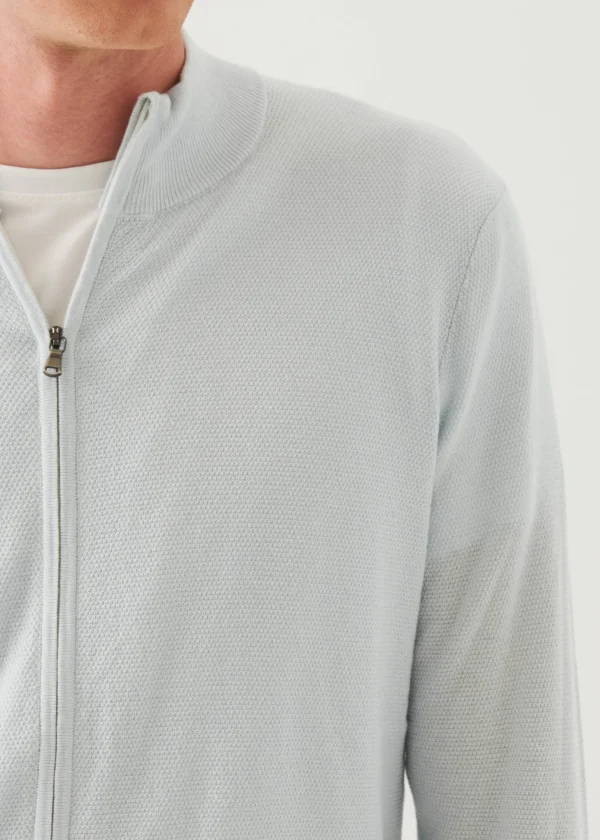 Cotton Cashmere Seed Stitch Full Zip Cardigan