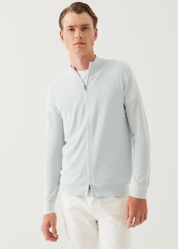 Cotton Cashmere Seed Stitch Full Zip Cardigan