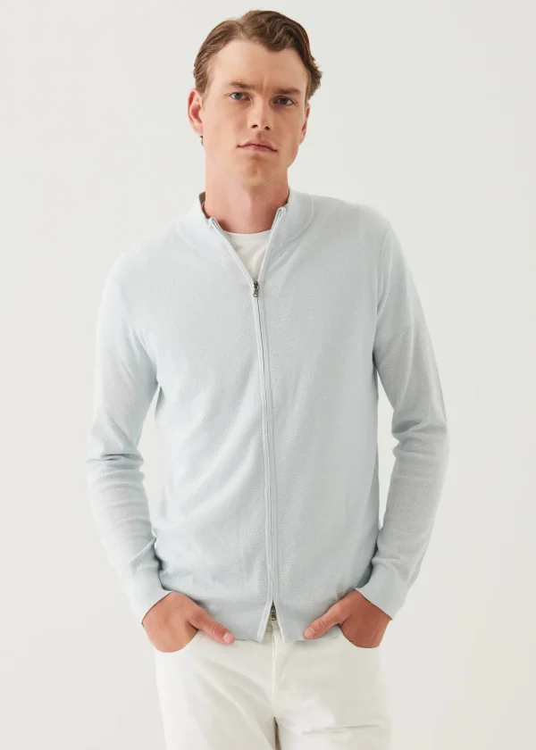 Cotton Cashmere Seed Stitch Full Zip Cardigan