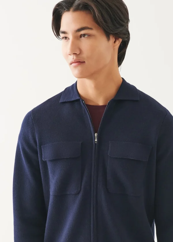 Double Face Merino Full Zip Shirt Jacket