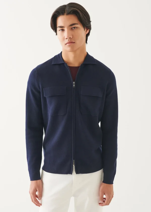 Double Face Merino Full Zip Shirt Jacket