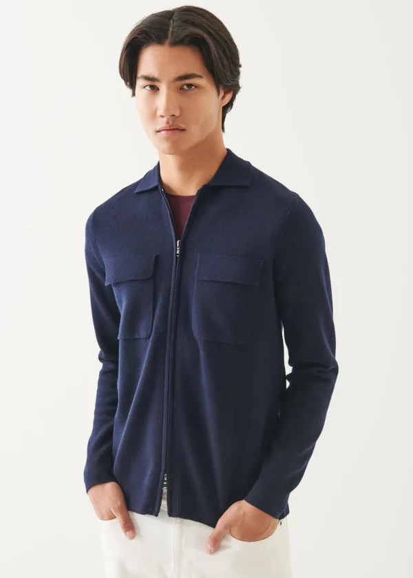 Double Face Merino Full Zip Shirt Jacket