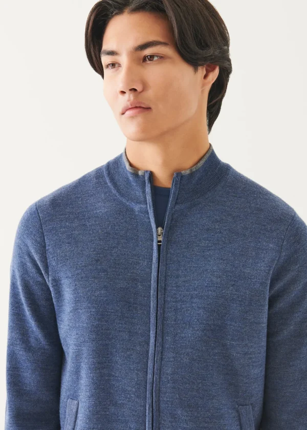 Double Face Merino Zip Up Cardigan