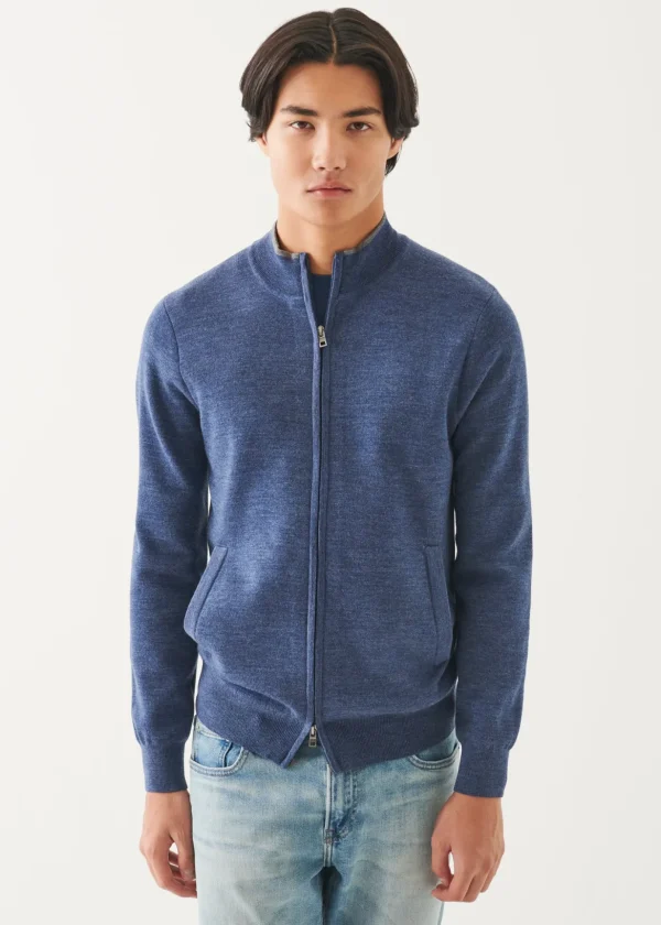 Double Face Merino Zip Up Cardigan