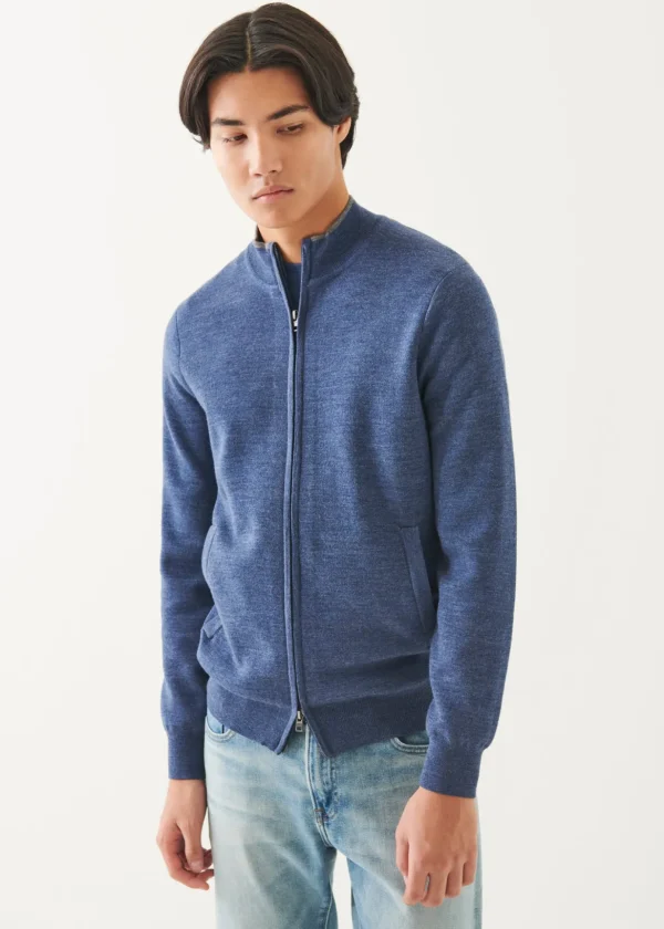 Double Face Merino Zip Up Cardigan