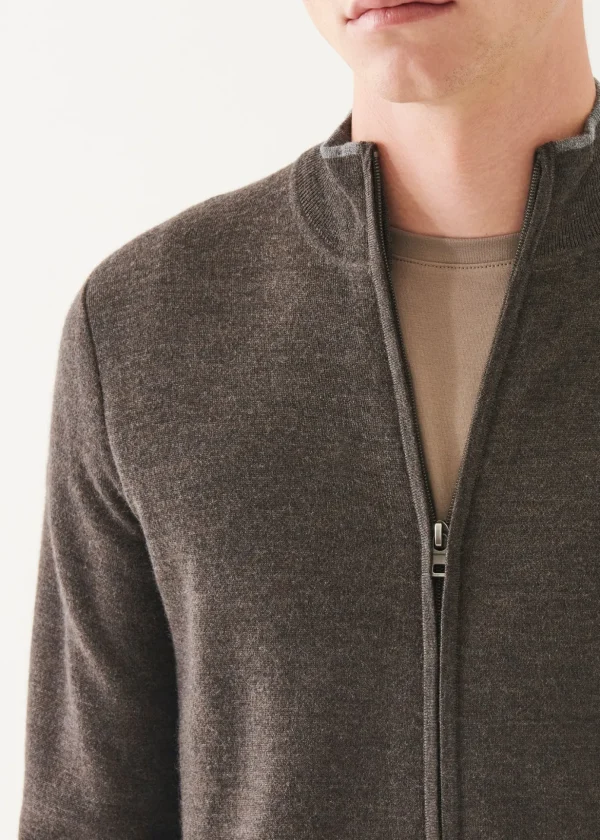 Double Face Merino Zip Up Cardigan