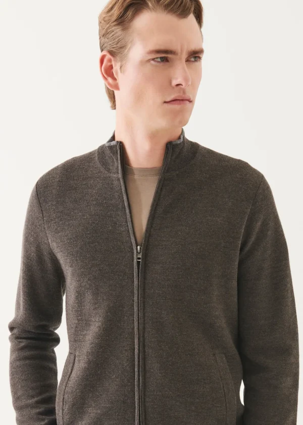Double Face Merino Zip Up Cardigan