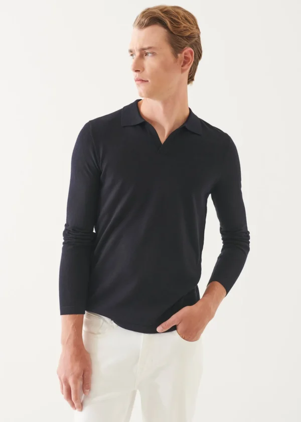Extra-Fine Merino Open Polo