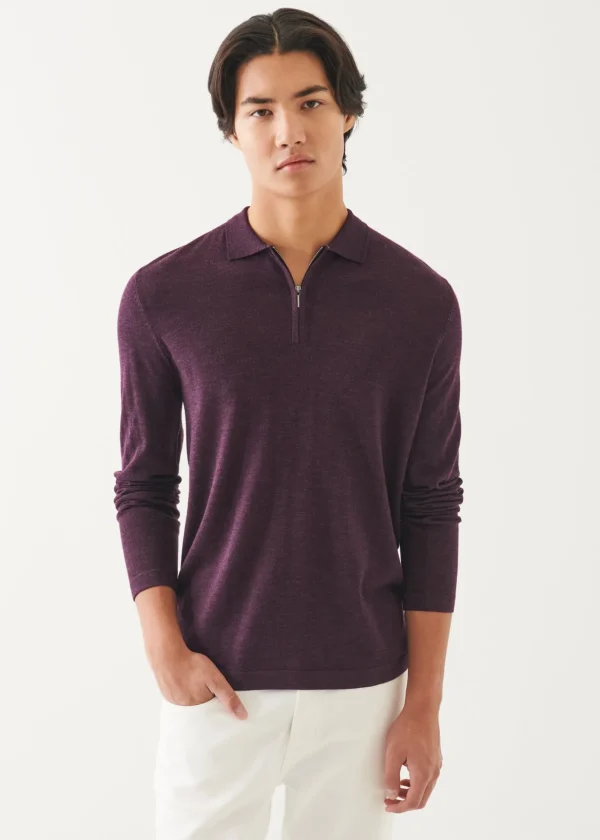 Extra-Fine Merino Quarter Zip Polo
