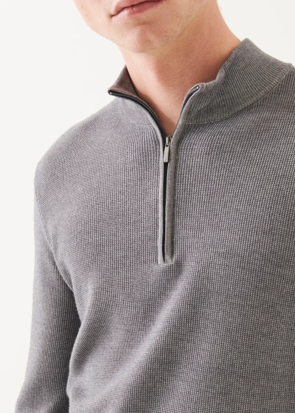 Extra-Fine Merino Textured Quarter Zip