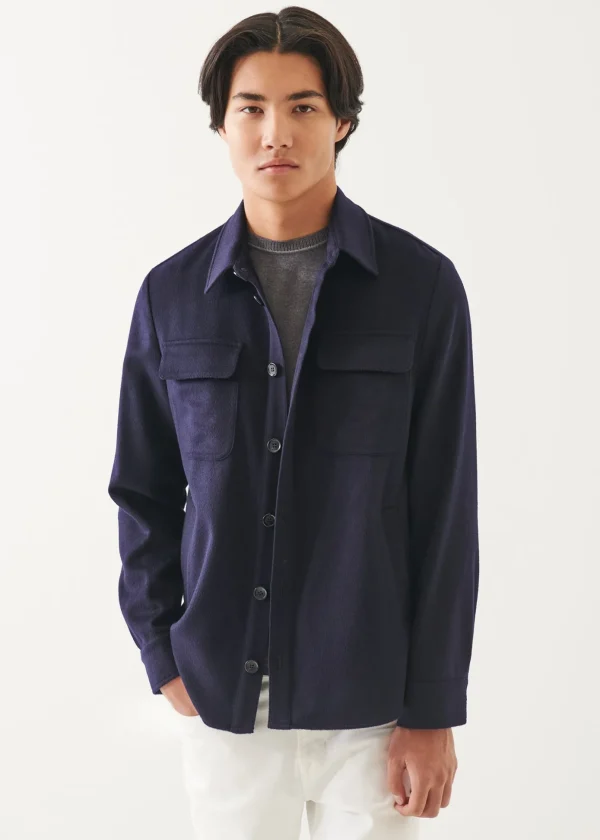 Flap Pocket Wool-Cashmere Shirt Jacket