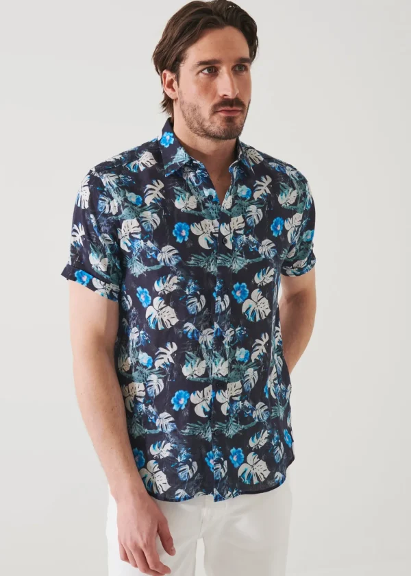 Floral Tropical Print Linen Shirt