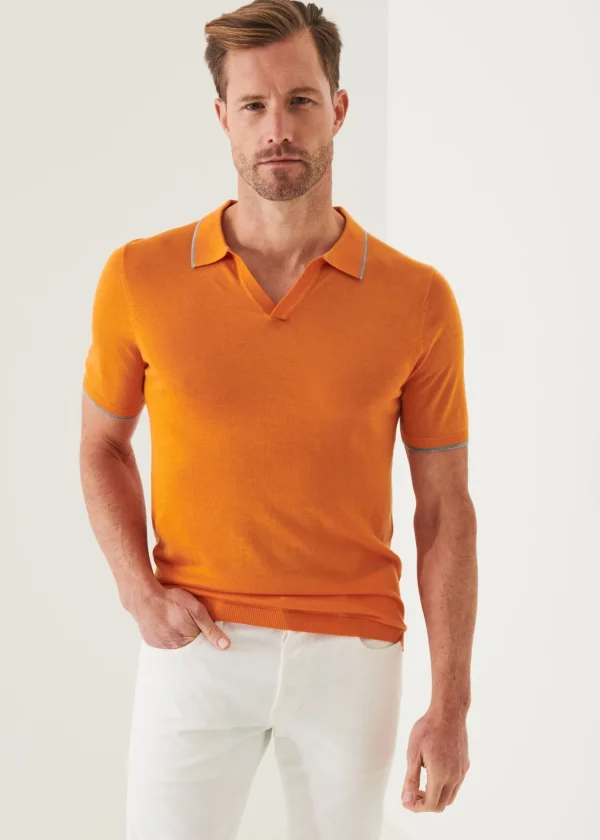 Lightweight Merino Blend Open Polo