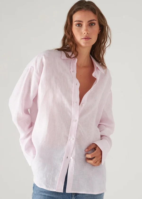 Linen Striped Boyfriend Shirt