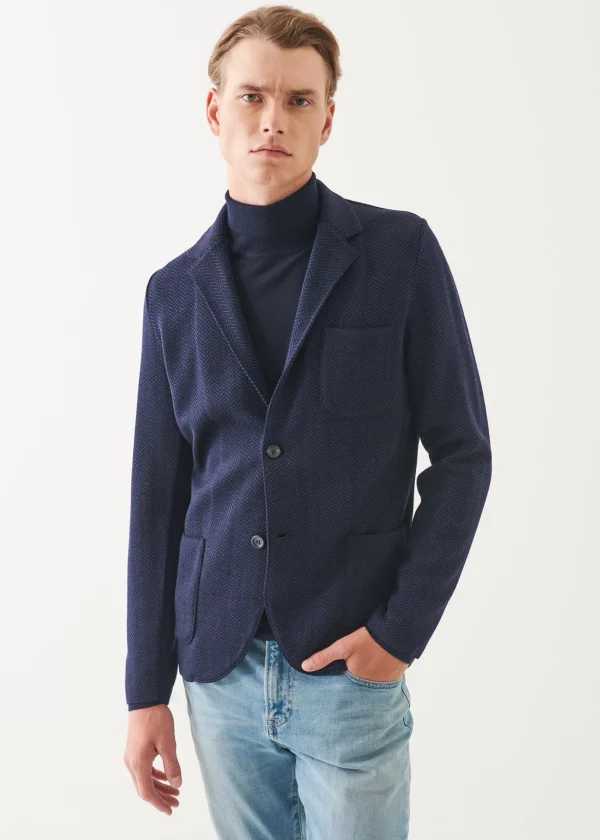 Merino Chevron Knit Blazer