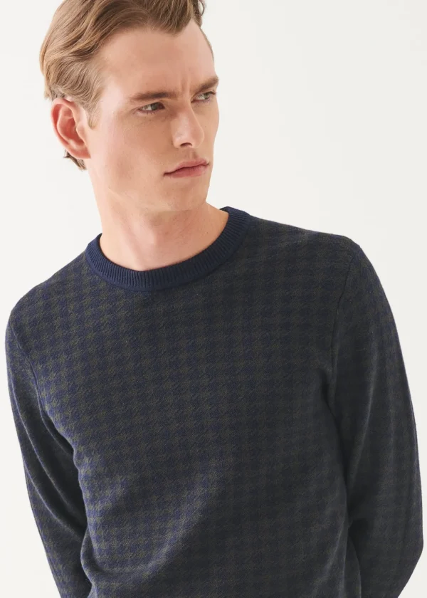 Merino Houndstooth Crewneck