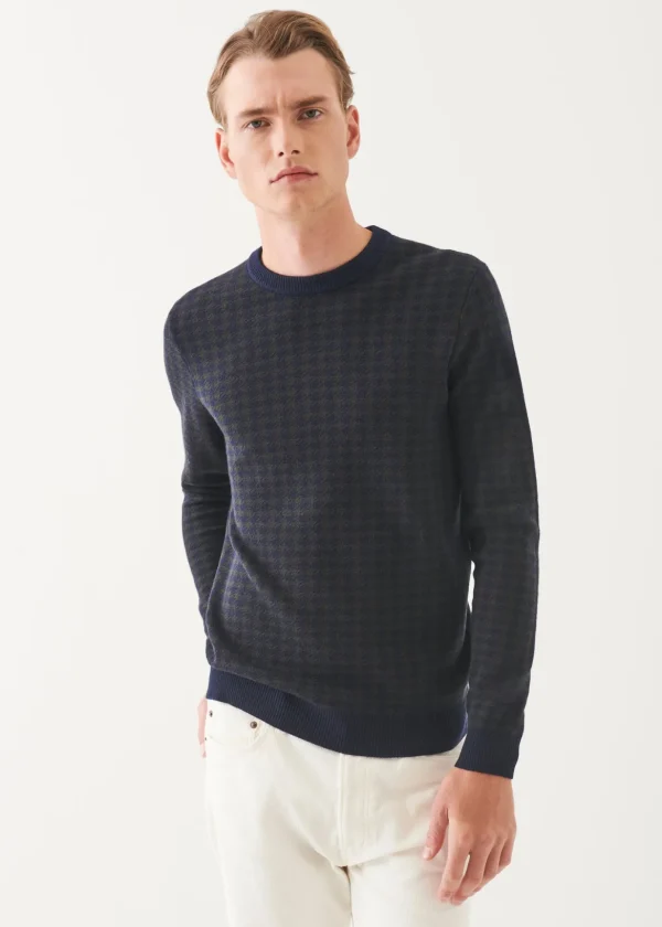 Merino Houndstooth Crewneck