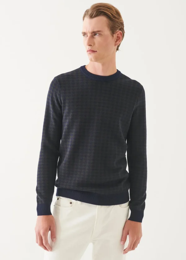 Merino Houndstooth Crewneck
