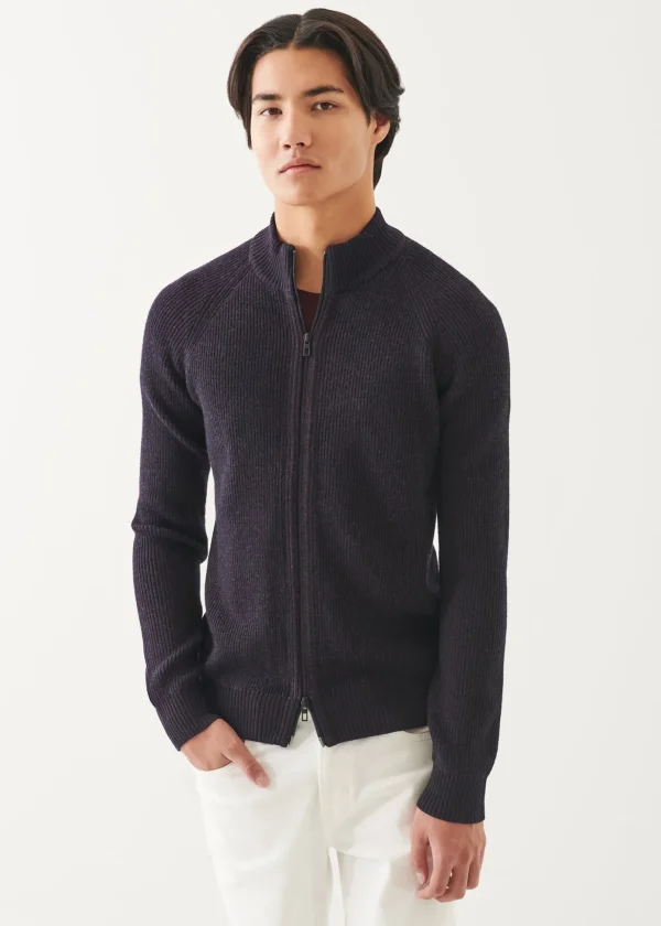 Merino Plaited Zip Up Cardigan