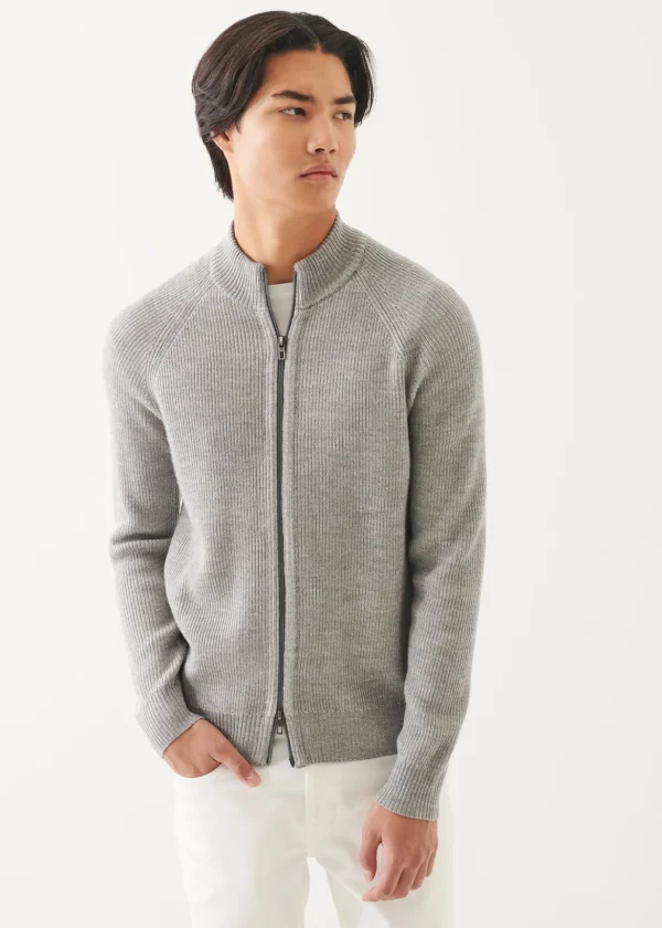 Merino Plaited Zip Up Cardigan