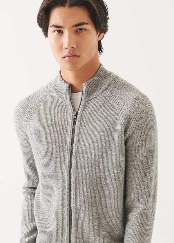 Merino Plaited Zip Up Cardigan