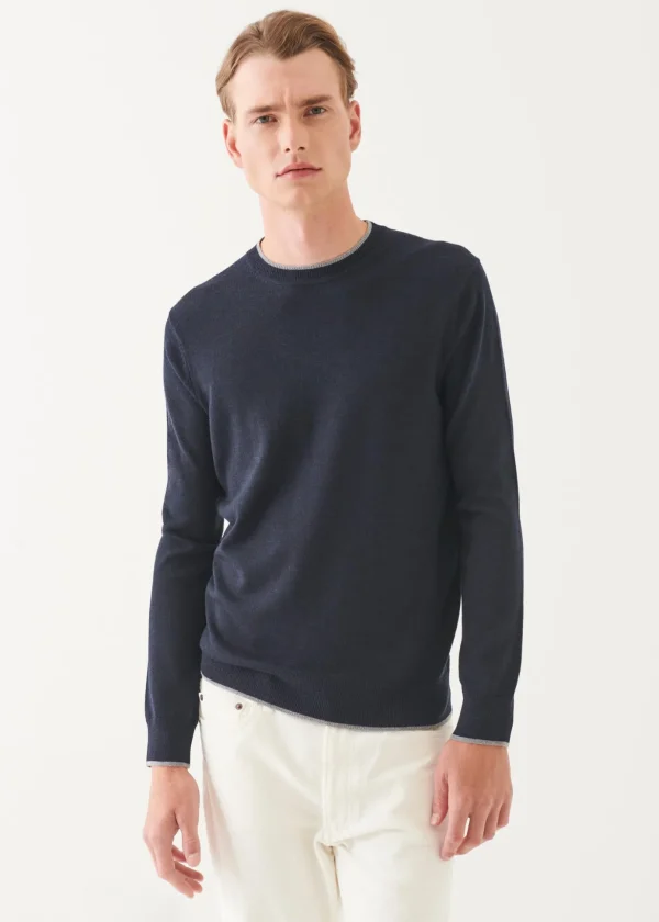 Merino Tipped Crewneck
