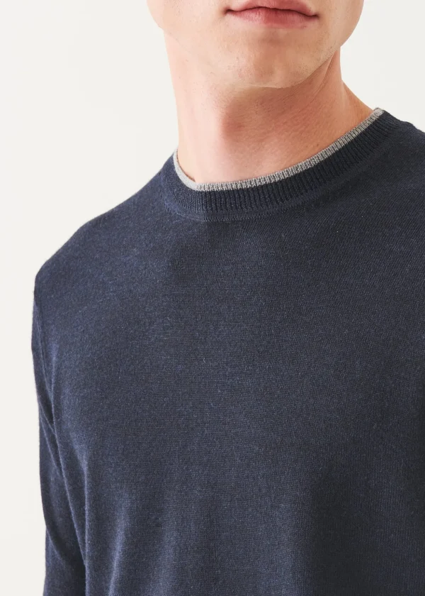 Merino Tipped Crewneck
