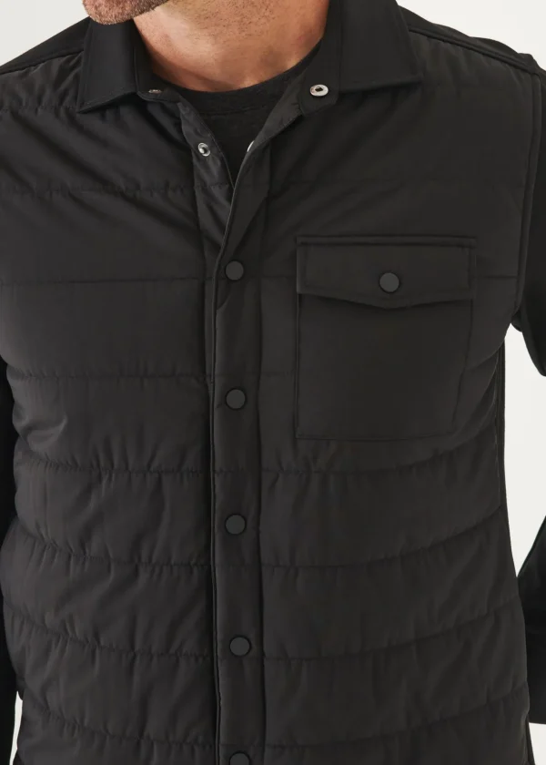 Nylon Quilted Mix Media Shirt Jacket
