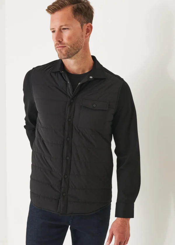 Nylon Quilted Mix Media Shirt Jacket