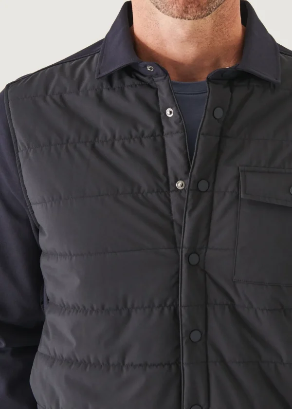 Nylon Quilted Mix Media Shirt Jacket