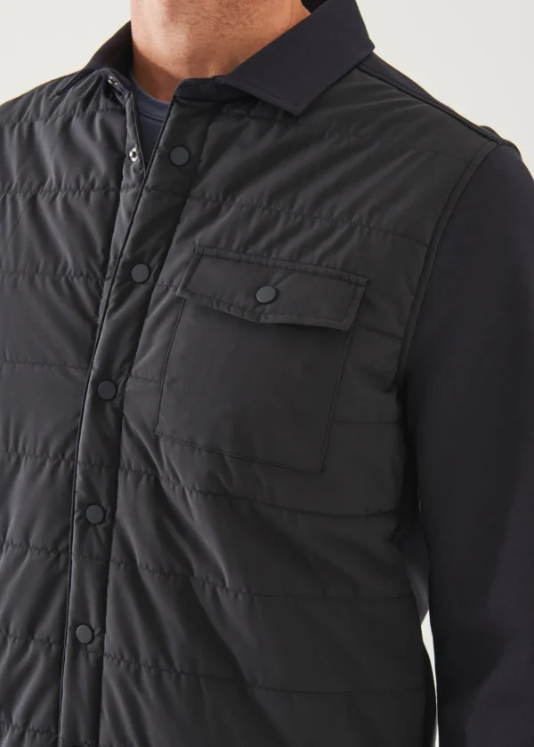 Nylon Quilted Mix Media Shirt Jacket