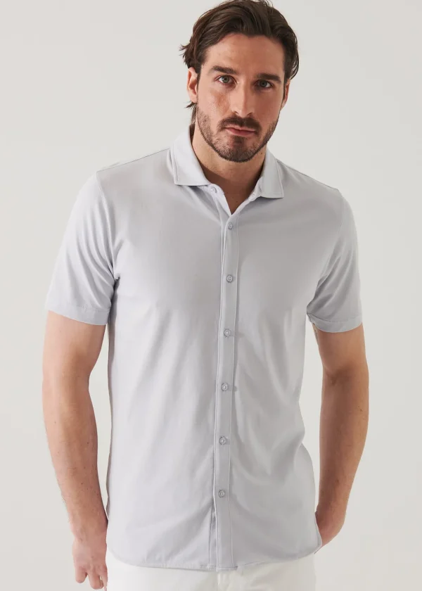 Pima Cotton Stretch Button Front Shirt