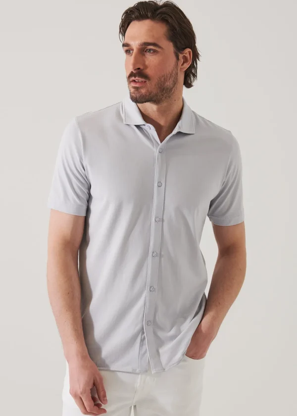 Pima Cotton Stretch Button Front Shirt