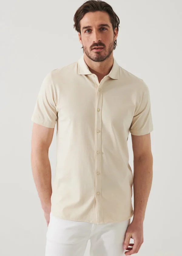 Pima Cotton Stretch Button Front Shirt