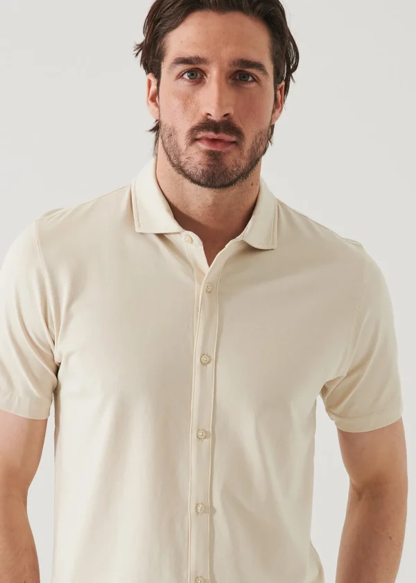 Pima Cotton Stretch Button Front Shirt