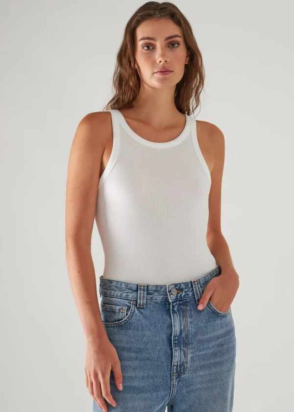Pima Cotton Stretch High Crew Rib Tank