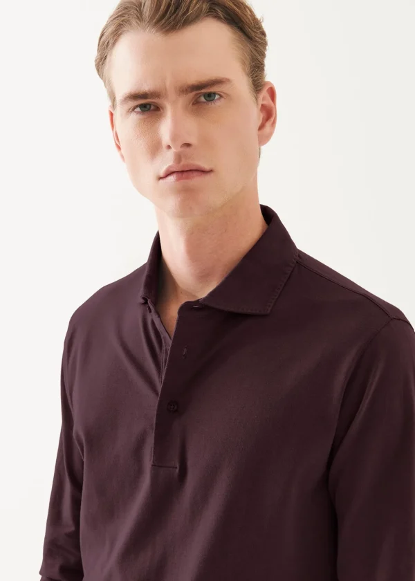 Pima Cotton Stretch Long Sleeve Polo