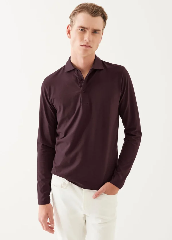 Pima Cotton Stretch Long Sleeve Polo